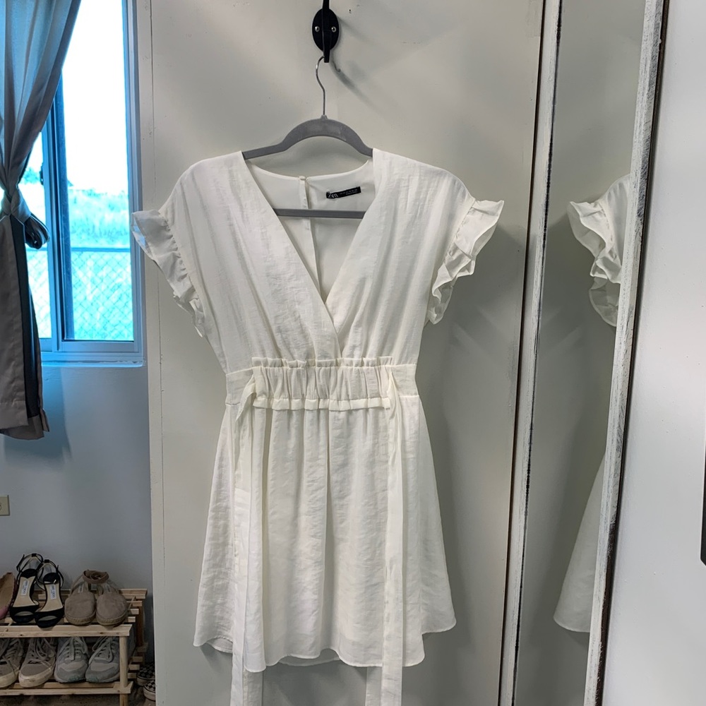 Zara white bow tie side dress NWOT
